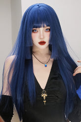 Klein-Blue Layered Hime-Cut Vintage Elegant Princess Lolita Wig